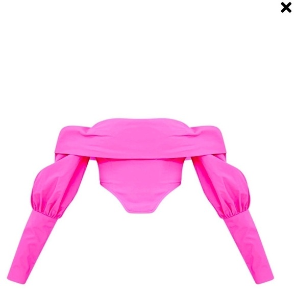Pretty Little Things Hot Pink Bardot Frill Corset Top NWOT size 10 - Picture 3 of 7